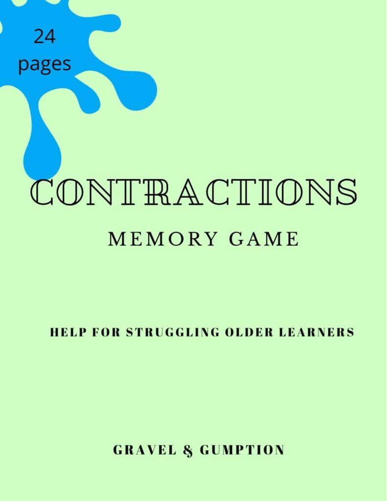 learning contraction's pdf worksheet for kids with dyslexia memory game.