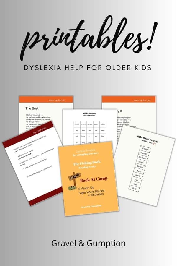 The fishing dock reading series story 4 called back at camp is a decodable reader and activity printable for older kids with dyslexia.